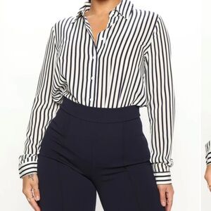 Striped Black and White Women's Top